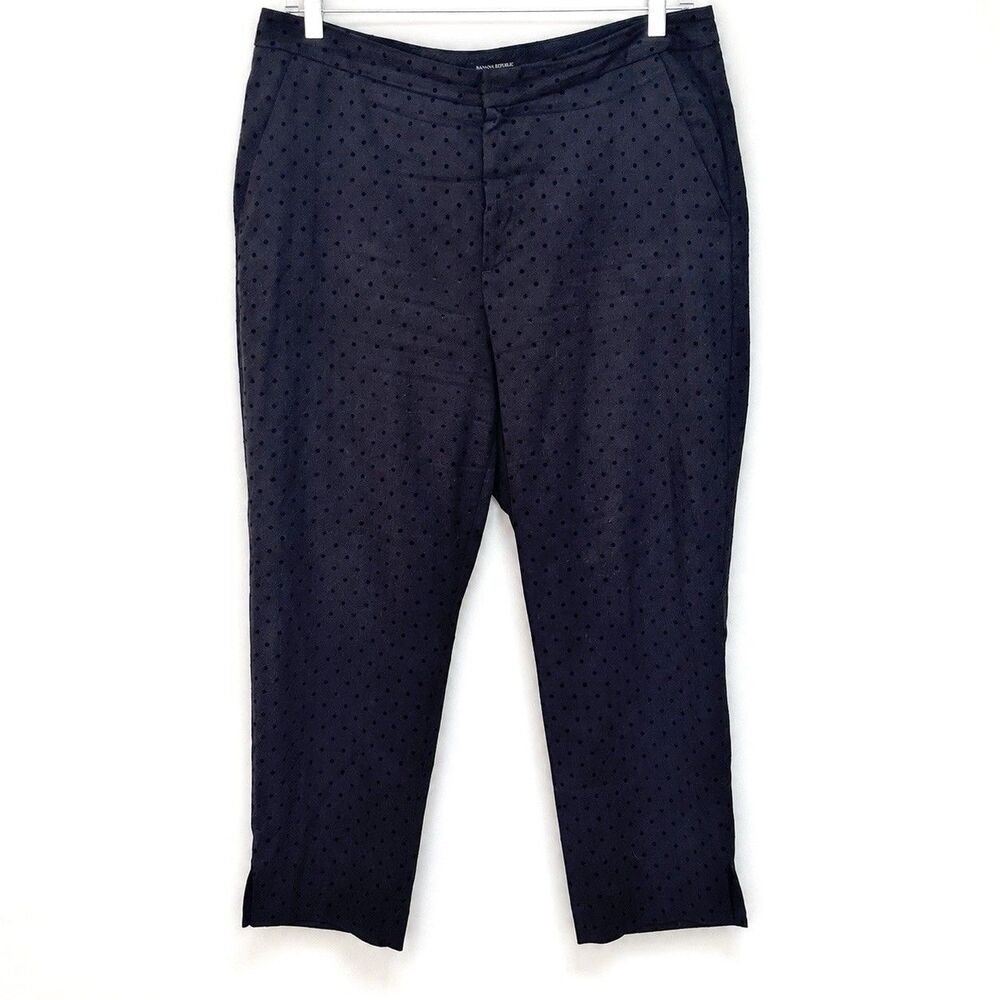 Banana Republic Black Polka Dot Cropped Pants Women's Size 16 Career